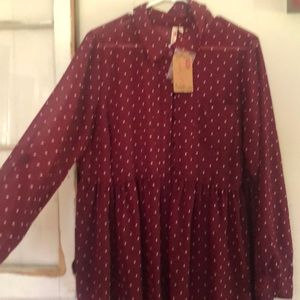 Maroon with white polka dots Sheer top